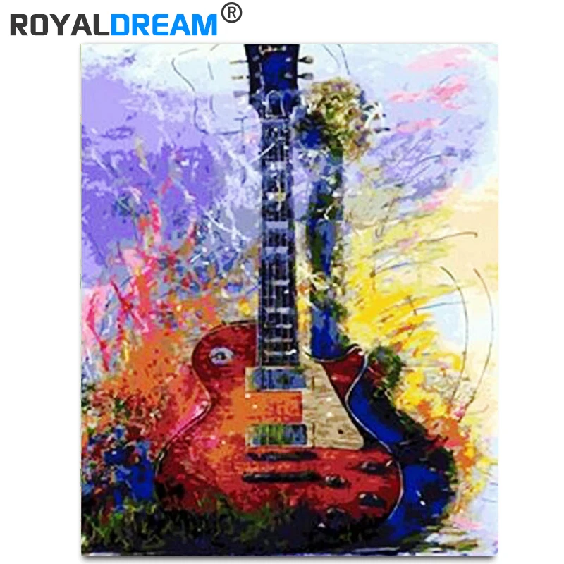 ROYALDREAM Abstract Guitar DIY Painting By Numbers Acrylic Paint By