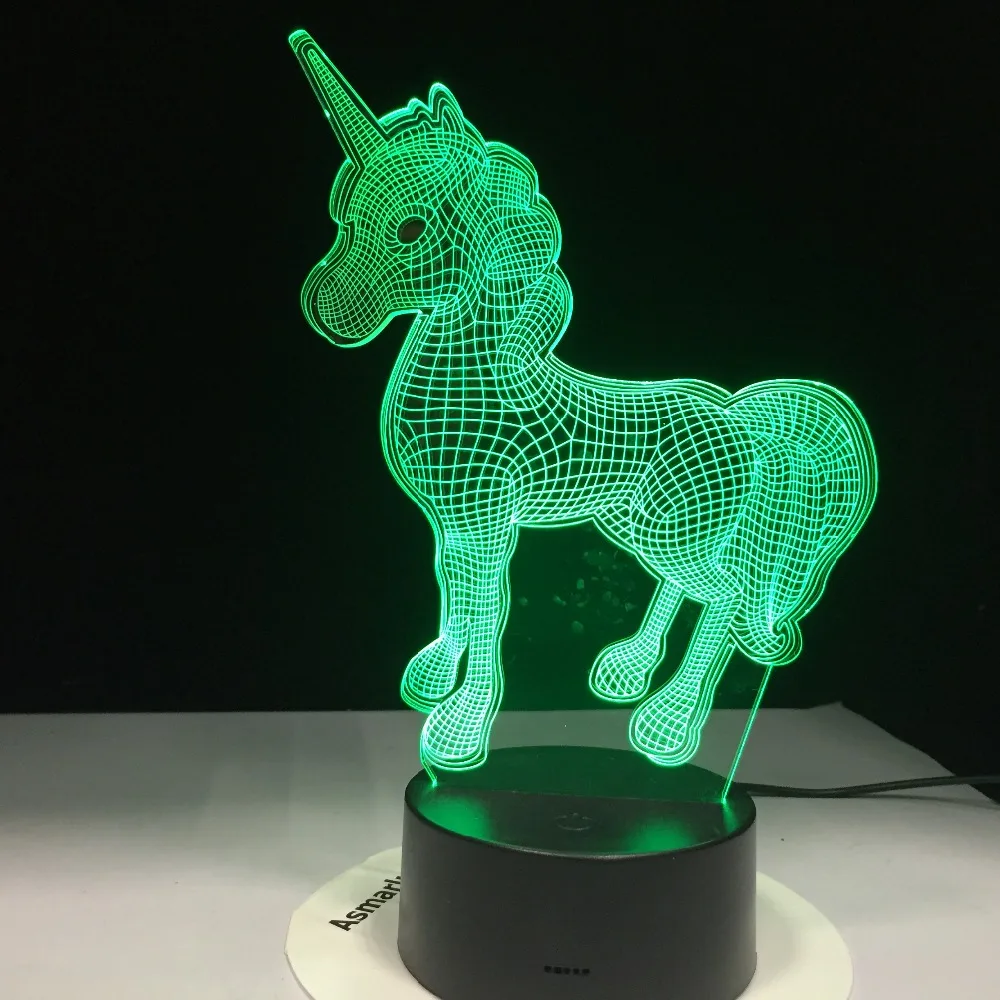 11 сделка Единорог 3D Светодиодная лампа животное каваи Ночник светильник много