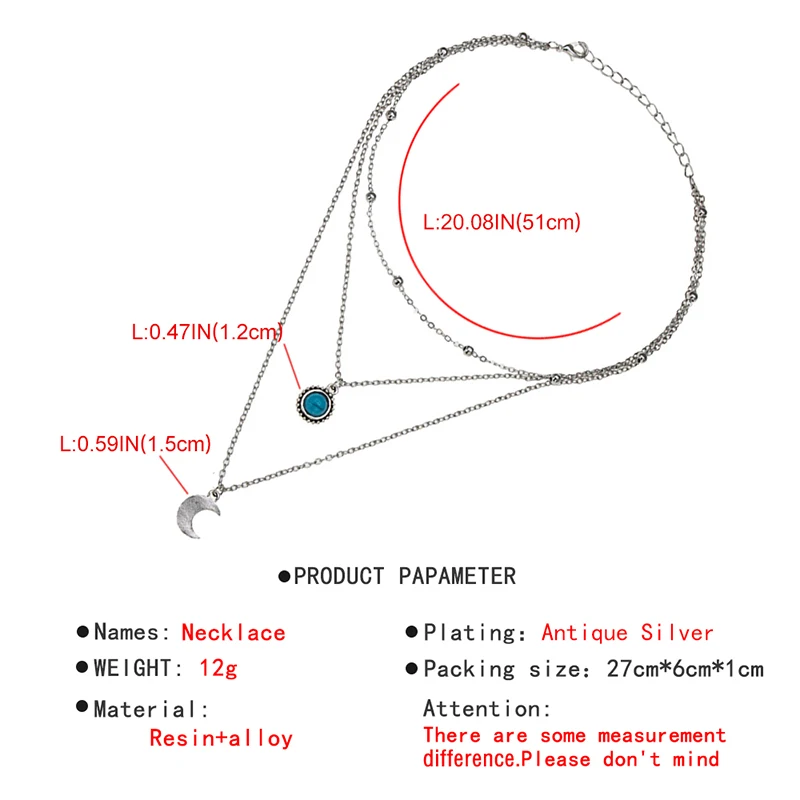 Lalynnlys богемное массивное ожерелье-чокер античное серебряное многослойное ожерелье с лунным полумесяцем для женщин пляжное ювелирное изделие N67961
