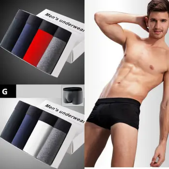 

4 Pairs Fashion Men's Plain Shorts Underwear Classic Cotton Stretch Soft Rich Shorts L-3XL New