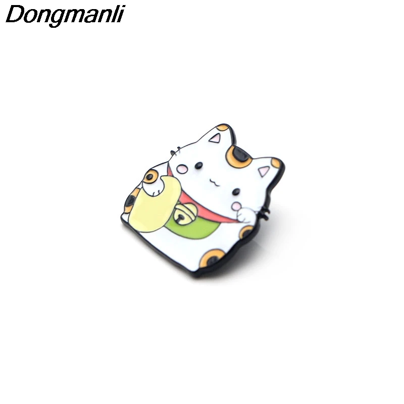 P2719 Dongmanli японская Милая Фортуна кошка эмалированные булавки и броши для женщин и мужчин Нагрудный значок для рюкзака детские подарки