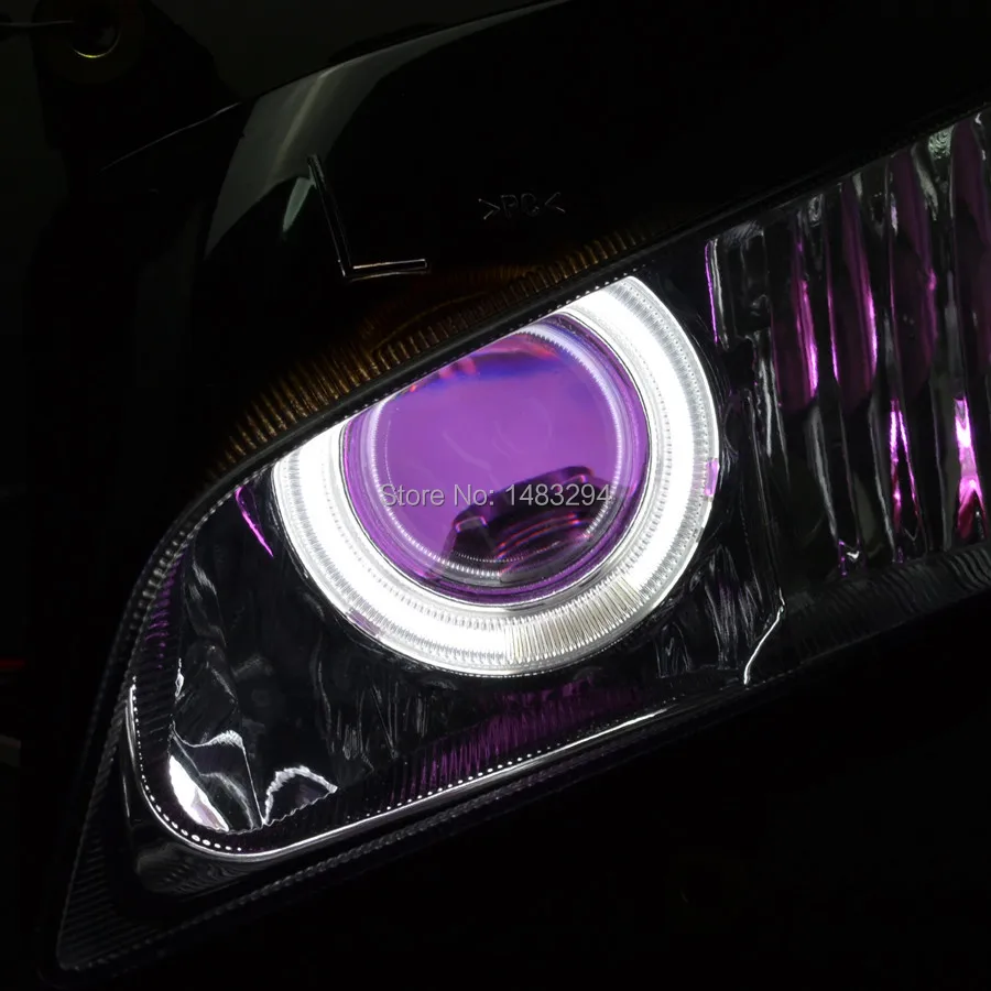Clean Lens Projector Headlight White Angel Eyes Purple Demon Eyes HID