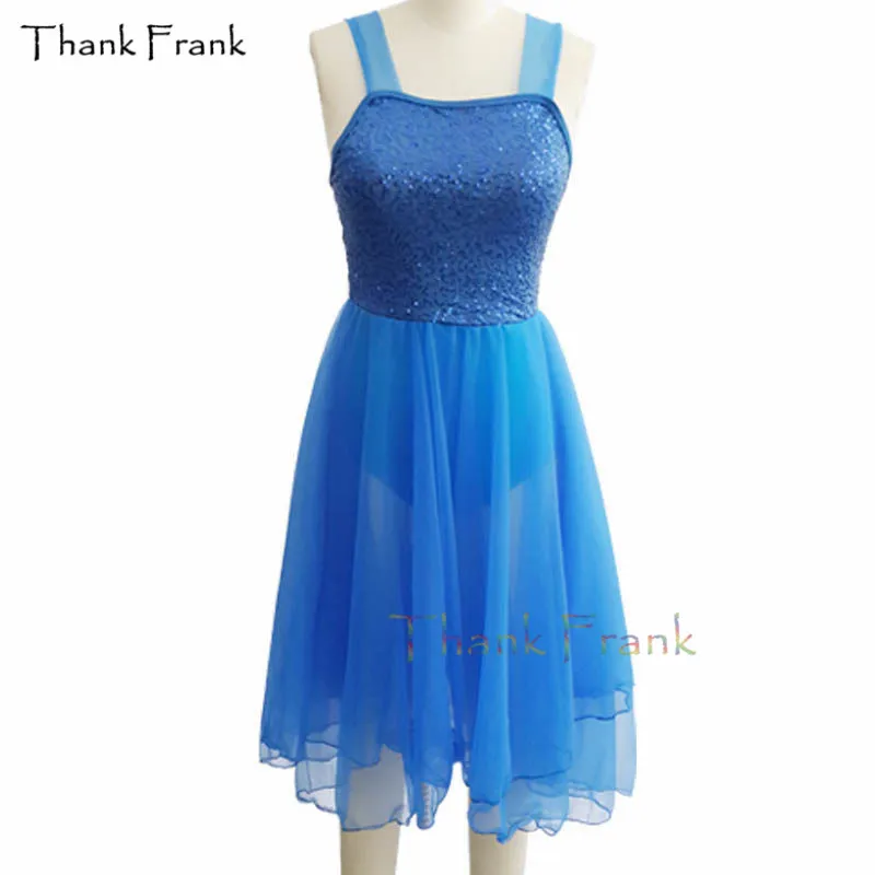 

Thank Frank Long Latin Dress Girls Adult White Blue Sequin Dance Costume C381