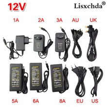 Постоянный ток, 5 В, 12 В, 24 В постоянного тока, 1A 2A 3A 4A 5A 6A 7A 8A переключатель Питание адаптер трансформатор 110 V-240 V постоянного тока до DC5V DC12V DC24V Светодиодные ленты RGB 5050