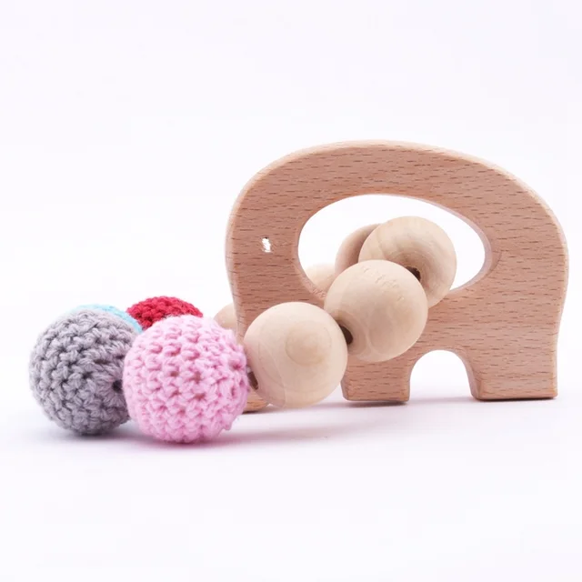 US $4.50 1pc Crochet Beads Wooden Elephant Camera Pendant DIY Handmade Crafts Chewing Toys Crochet Beads Bab
