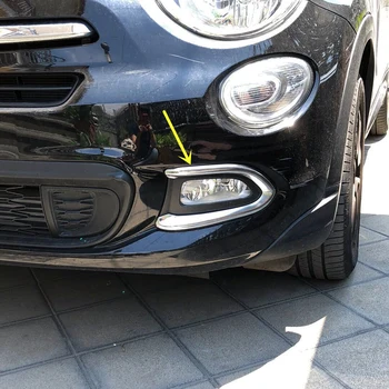 

For Fiat 500X 2015 2016 2017 2018 ABS Chrome Front Fog Light Lamp Bezel Cover Decoration Trim 2pcs Car Styling