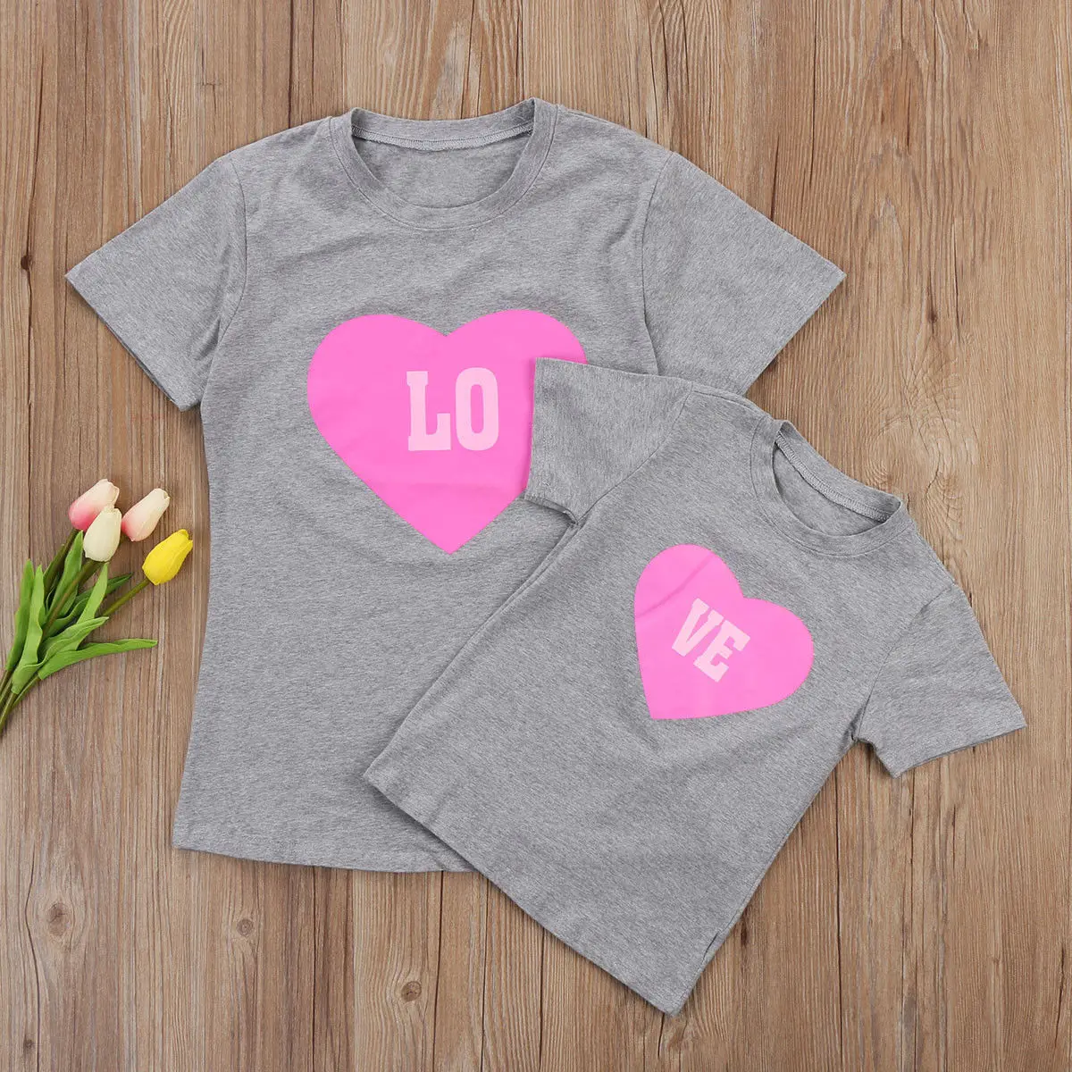 

Grey Love Letter MOM Daughter Women Baby Girls Kids Family Matching T-shirt Tops Outfits