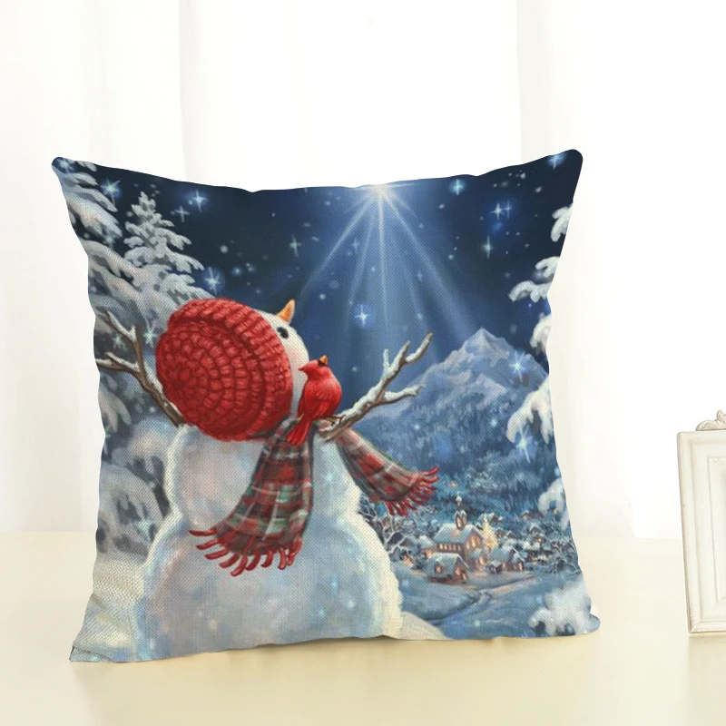 Новая цветная Рождественская подушка со снеговиком, наволочка из хлопка и льна для домашнего декора, наволочка для дивана, cojines decorativos para - Цвет: 14