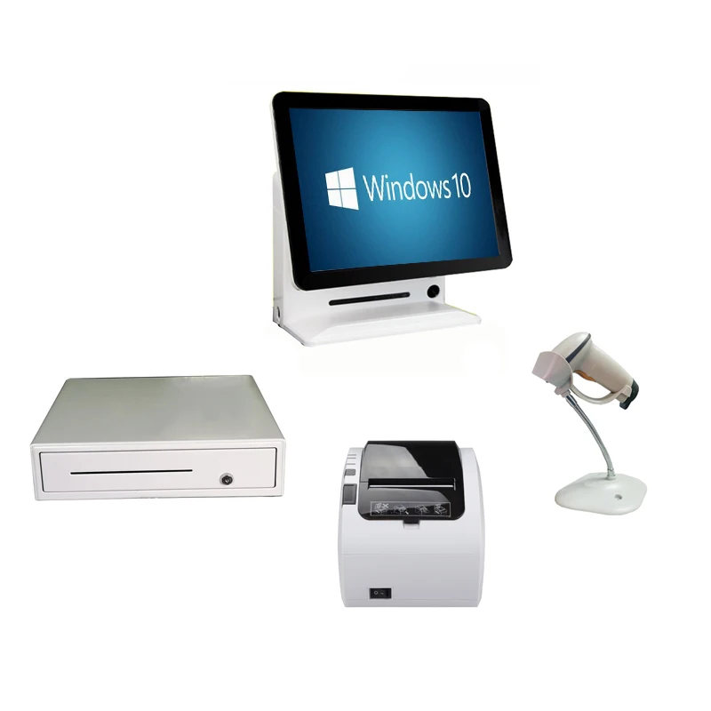 Весь набор дешевая pos машина pos система с 80 мм принтером/денежный ящик/сканер штрих-кода для розничной продажи - Цвет: RS1618P-white