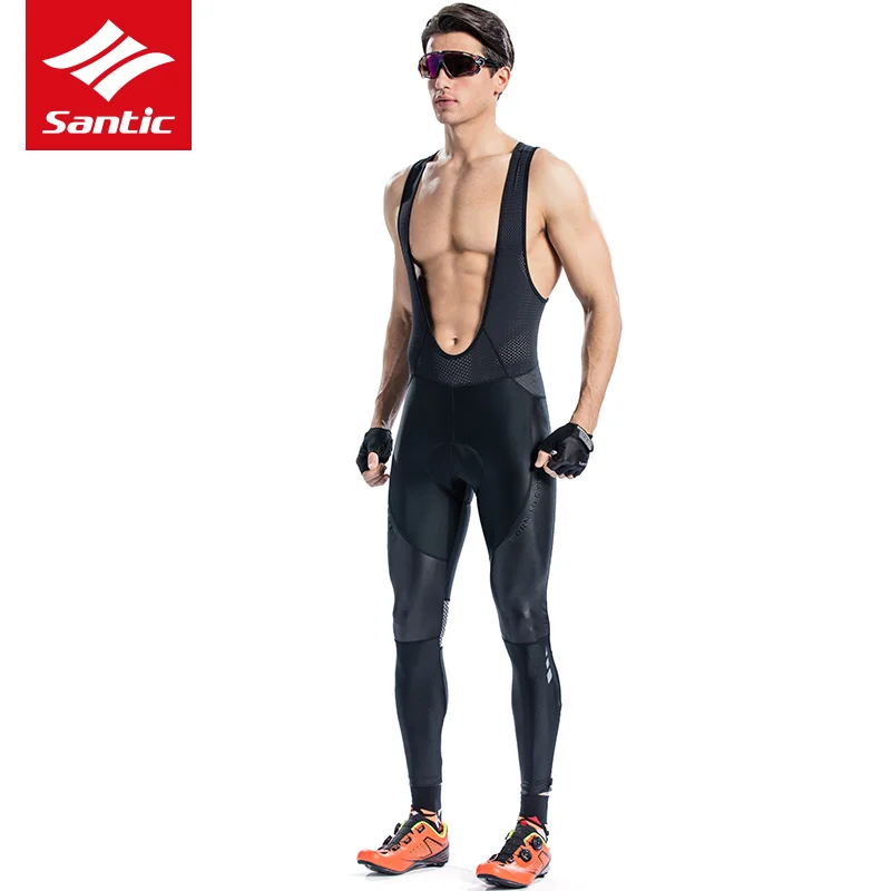 Santic Men Spring Autumn Cycling Pants Pro Team Mountain Road Bike Bib Pants Italian Imported Padded Bicycle Long Pants Ciclismo