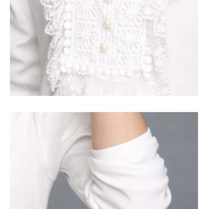 3-13 Y Teenage Spring Fall Winter School Girls Shirts Kids Child Long Sleeve Lace Girl Tops And Blouse Baby Clothes JW3033A