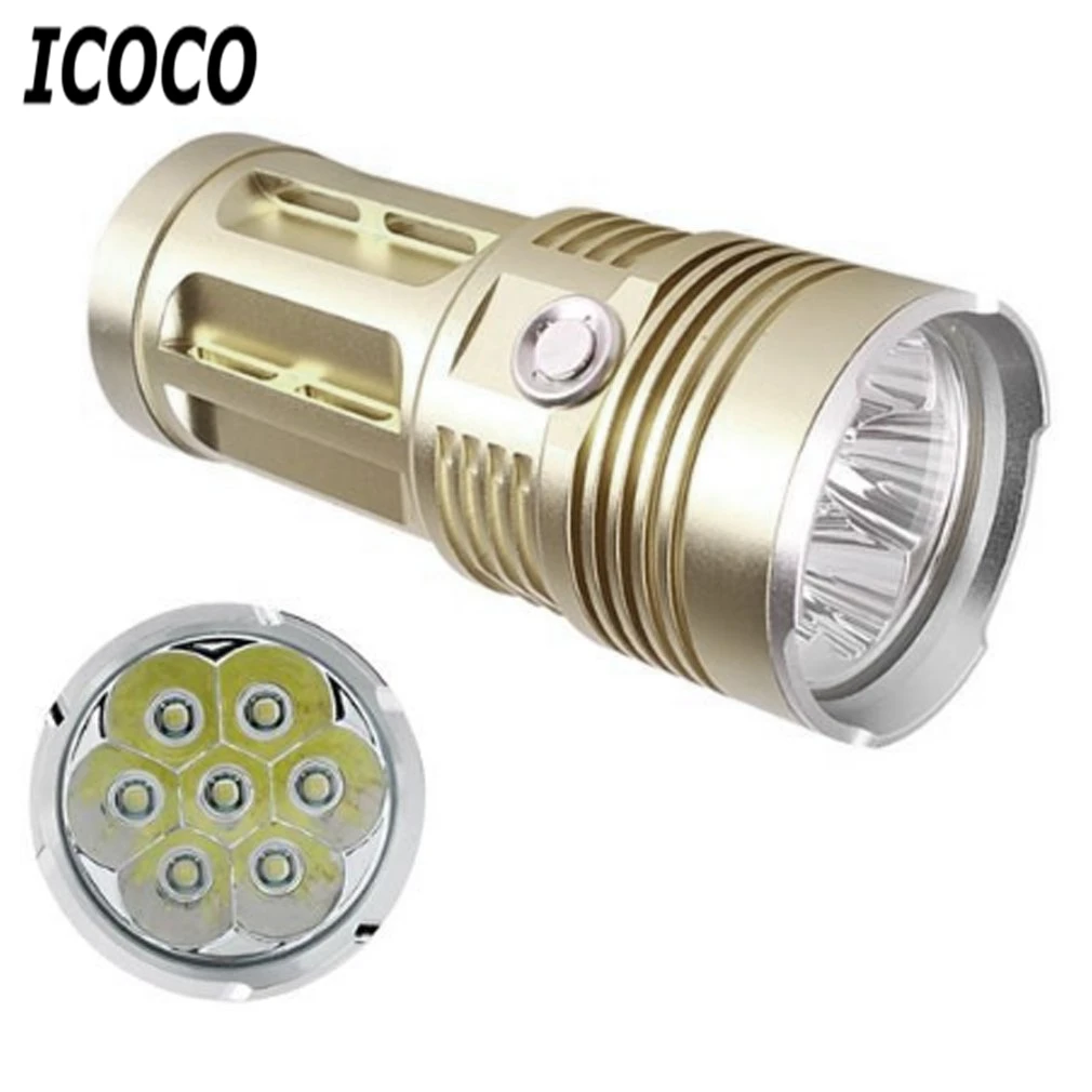 

ICOCO 7 LEDs Aluminum Alloy Super Bright High Power Flashlight Lamp 1200LM for Outdoor Camping Fishing Hiking 25W New Arrival