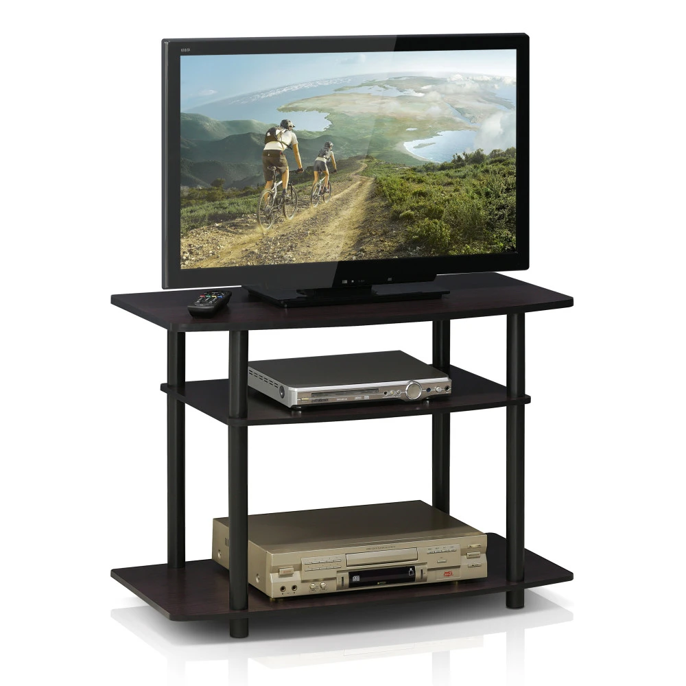 Turn-N-Tube No Tools 3-Tier TV Stands, Dark Walnut (2)