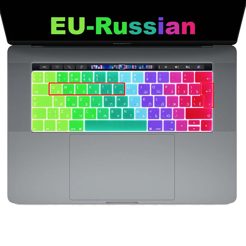 Чехол с русской клавиатурой защитная пленка для нового Macbook Pro 13 15 сенсорной