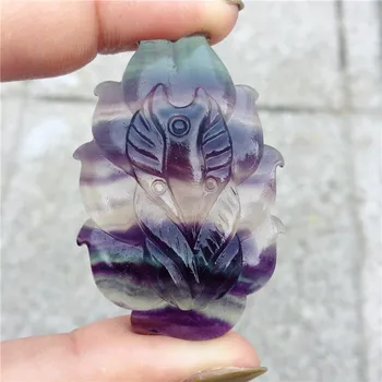 

Natural Colorful fluorite Wholesale High Quality Fluorite nine-tailed fox For Home Decoration Or Gift Pray Good Luck