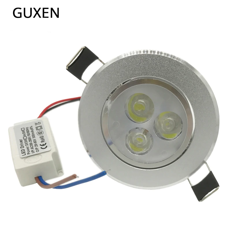 

GUXEN 3x3W 4x3W Led Downlight NO-Dimmable led blubs AC86-265V Voltage silver case warm white/natural white/cold white