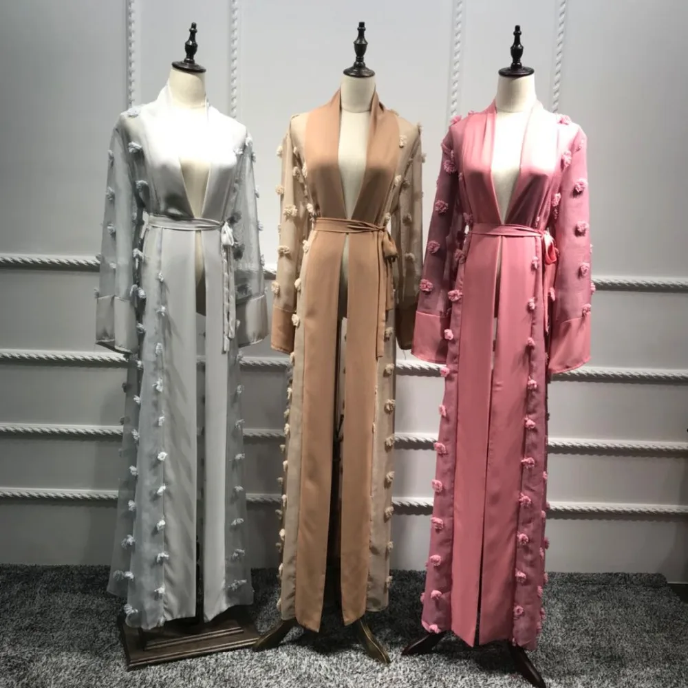 Элегантное мусульманское платье с цветочным рисунком Свободный кардиган