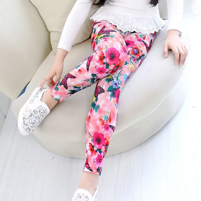 Леггинсы с цветочным принтом для девочек|girls pants|children pantsgirls leggings |