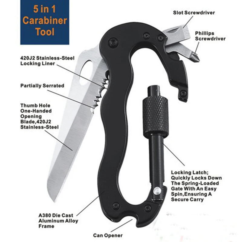 5-In-1-Outdoor-Survival-Multifunctional-Hiking-Foldable-Knife-Screwdriver-Aluminum-Alloy-Carabiner-Hook-paracord-keychain