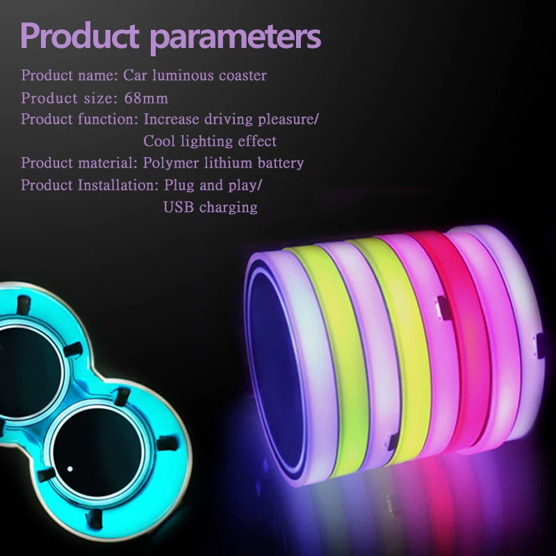 

2X Car Cup Holder Bottom Mat Lights Led Logo Luminous Coasters Ambient Light for Mazda 3 6 5 2 CX-5 CX 5 CX7 CX-7 CX3 CX5 Atenza