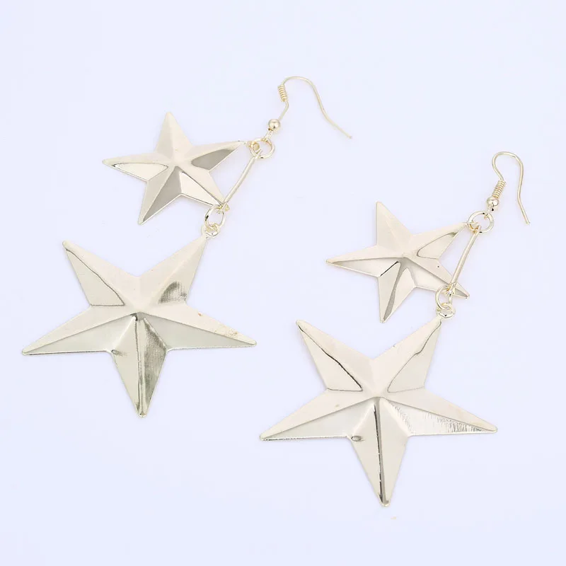Exaggerated Star Earrings Long Dangle Metal Sequins Earring Gold Color and Silver Plated Long Hanging Earrings for Women (5)