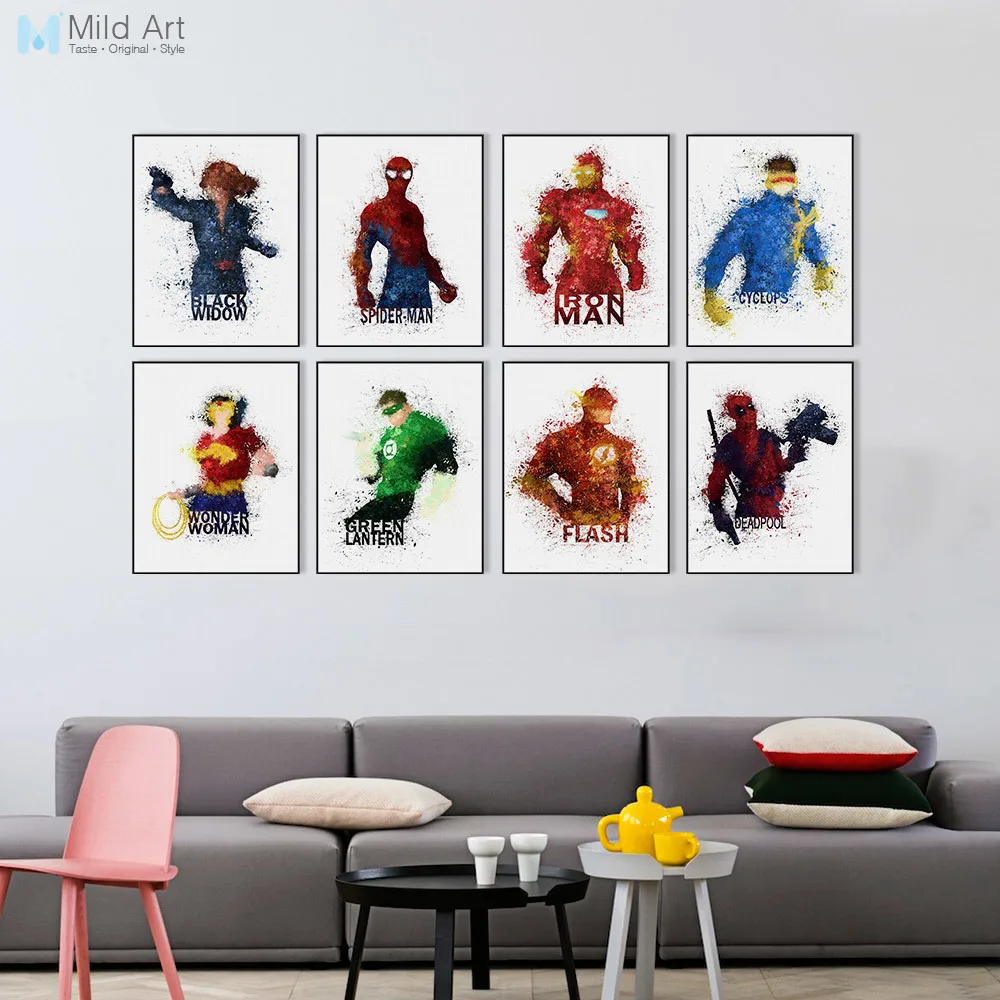 

Watercolor Superhero Avengers Infinity War Movie Spiderman Posters Prints Kids Room Wall Art Pictures Home Decor Canvas Painting