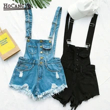 HCYO Short Rompers Womens Jumpsuit Denim Overalls for Women Rompers Plus Size Hole Playsuits and Jumpsuits for Girls Overalls