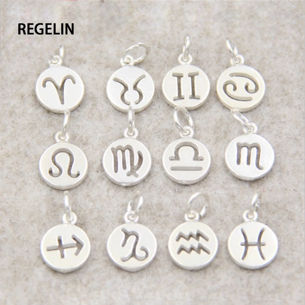 

REGELIN 1/piece 925 Sliver Twelve constellations Charms Pendant Bracelet Jewelry DIY Making Accessories Handmade