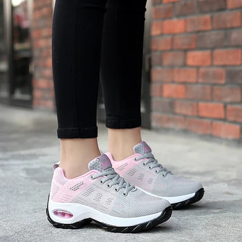 

Women Tennis Shoes Sneakers Basket Femme Thick Bottom Platform Wedge Lace-Up Breathable Woman Shoes Ladies Heightening Shoes
