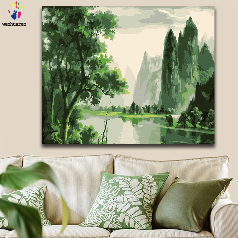 

DIY colorings pictures by numbers with colors Chinese landscape scenery picture drawing painting by numbers framed Home