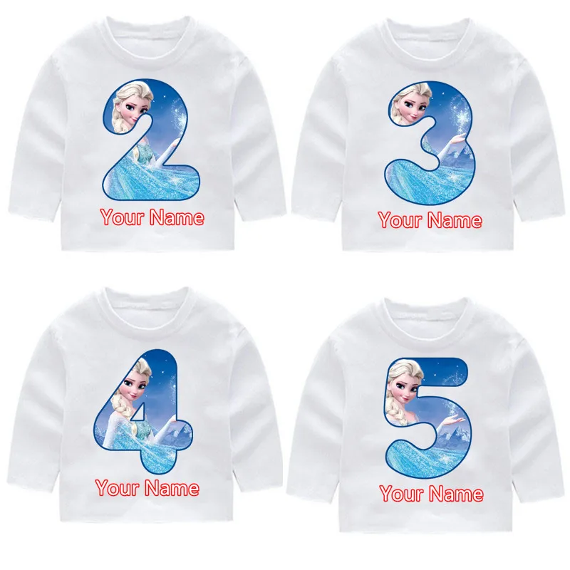 

Elsa Print Fashion Cotton O-Neck Kids Birthday Number Long Sleeve T-shirts Kids Fall Long Sleeve Tops Baby Girl Harajuku Clothes