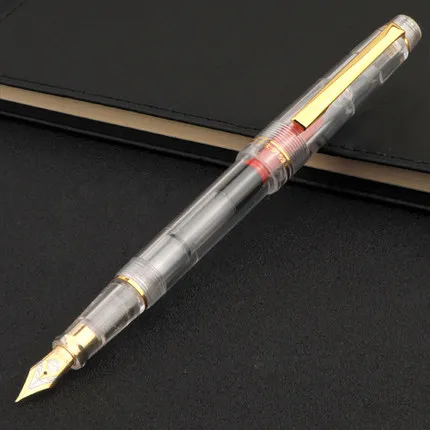 

High Quality Wingsung 9159 transparent piston Fountain Pen student Office stationery EF nib calligrapher ink Pens gift