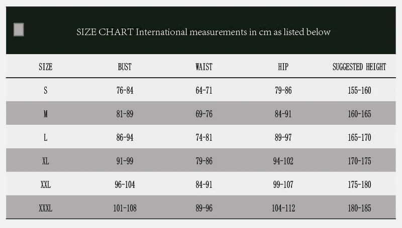 Spiderman Black Size Chart