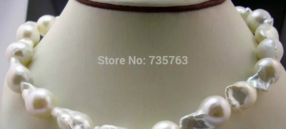 

xiuli 0015133 Big size irregular Baroque Nuclear pearl 12-20mm necklace 925s clasp jewelry
