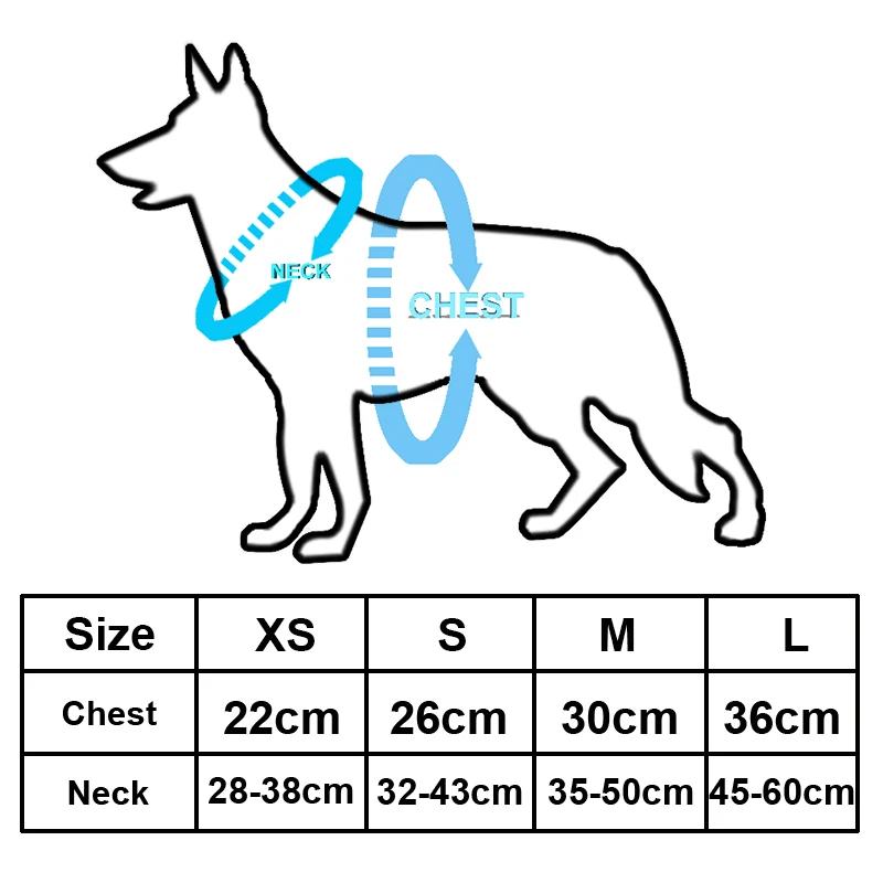 printed harness size chart