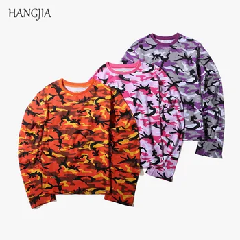 

Kanye West Camouflage Long-sleeved T-shirt Europe and the United States Street Loose OVERSIZE Camouflage Base T-shirt City Boy