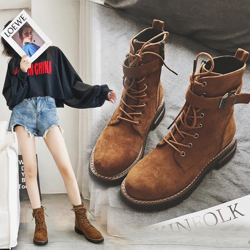 

MYCORON Women Comfort Ankle Boots High Heel Shoes Fashion Brand Popular Winter Boots Women Metal Buckle Chaussures Femme