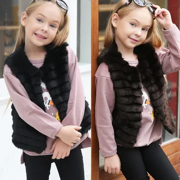 

T0806 2017 new winter fashion faux fur vest all-match baby children shearing explosion vest