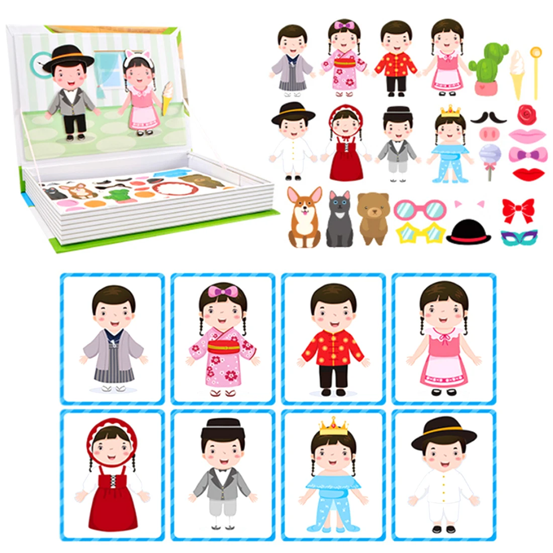 

Boys Girls Creative Magnetic Dress Up Playset Educational Puzzle Toys for Children Imagination Creativity