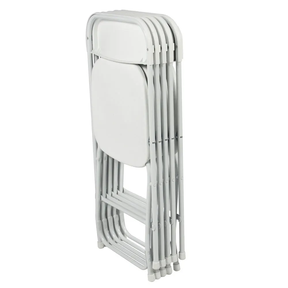 Lovinland 5Pcs Plastic Folding Chair Camping Beach Stackable White Chairs for Wedding Party Event 2