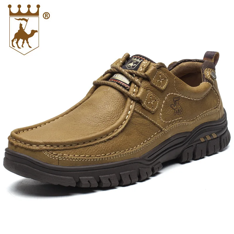 

BACKCAMEL Men's Spring Autumn Outdoor Casual Comfortable Lace-up Genuine Leather Shoes Top Quality Non-slip Business Loafers
