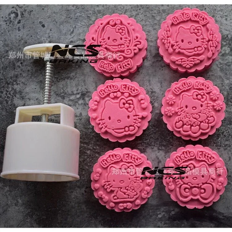 150 г круглая форма мультфильм Китти дизайн Mooncake Мун бобы формы для торта с 6