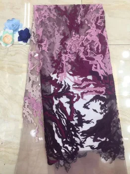 

7 colors Free shipping soft French net lace fabric high quality African tulle lace fabric with sequins for party dress ZL073