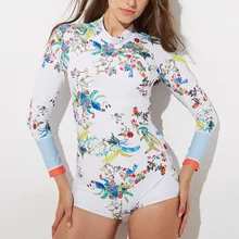 Цельный купальник Rashguard купальник с длинным рукавом с цветочным принтом купальник для серфинга купальный костюм Пляжная одежда женский купальный костюм