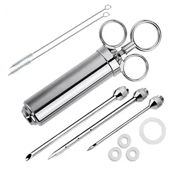 

3 Stainless Steel Needles Spice Syringe Set BBQ Meat Flavor Injector Kithen Cooking Sauce Marinade Accessories Kitchen tools