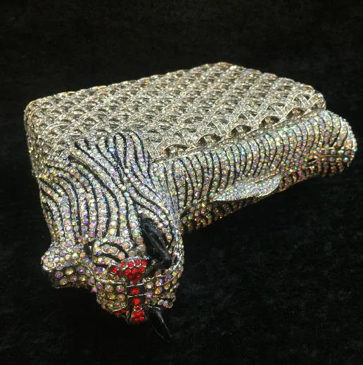 Для женщин золото собака в форме Клатчи мешок серебра бриллиантами свадебные Вечерние сумки Роскошный Кристалл Сумки партия Кошелек с