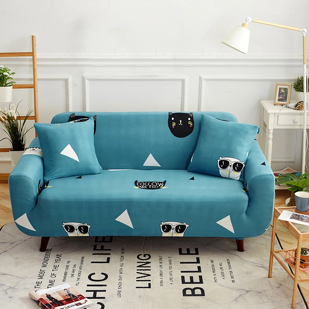 Dark Green Pastoral Leaves Print Sofa Covers Slipcover Stretch Elastic Spandex/Polyester Chair Loveseat L Shape Sectional