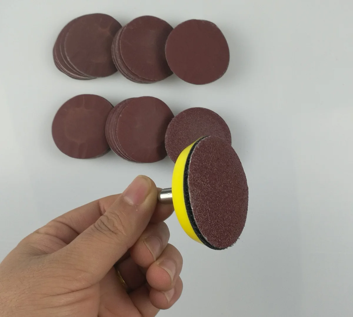 New 60pcs 2" 50mm Sandpaper Disc 100/240/600/800/1000/2000 Grits + 50mm Loop Sanding Pad with 45x3mm Shank DIY