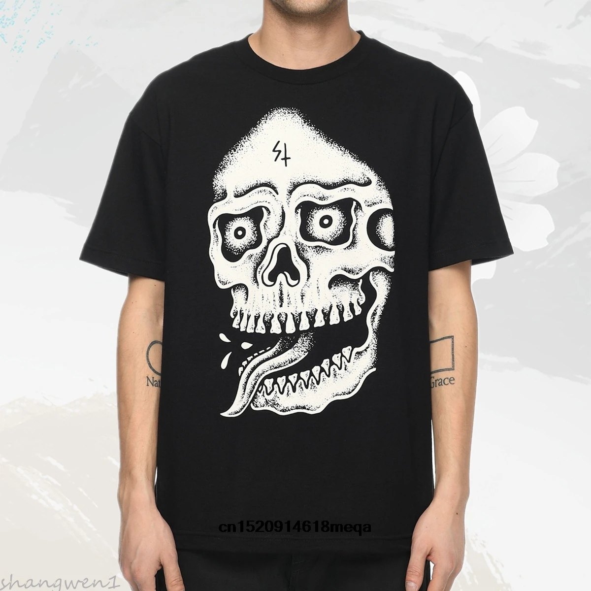 Gildan t shirt Death Skull Mens Black T shirt-in T-Shirts