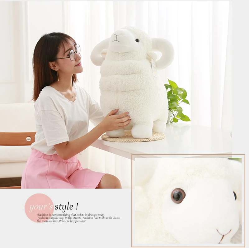 Dorimytrader giant cute white sheep plush toy kawaii animals goat doll pillow for childend gift deco teacing prop 60cm 80cm DY50559 (2)